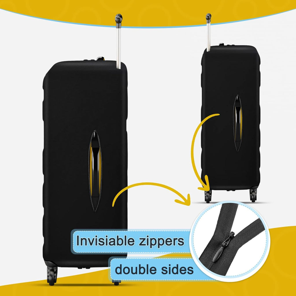 24 Inch PVC Luggage Protector Covers for TSA Approved Clear Suitcase Cover Protector Transparent Luggage Protective Cover Set (Black, Suitable for 23"-24")