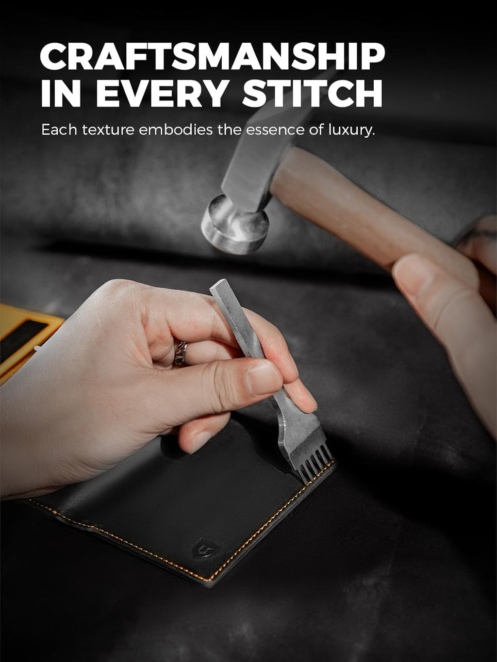 LORZOR Minimalist Wallet for Men with Credit Card Holder, Finest Full Grain Leather, Pop up Smart Wallet, Trifold Slim Wallet, RFID Blocking, Front Pocket, ID Window (Black/Yellow Black)