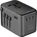 JMFONE Universal Travel Adapter with GaN 100W,International Power Plug Adapter 5 Port [4*USB C+1*USB A] and Multi AC Sockets, All-in-one Travel Outlet Plugs for 200+ Countries