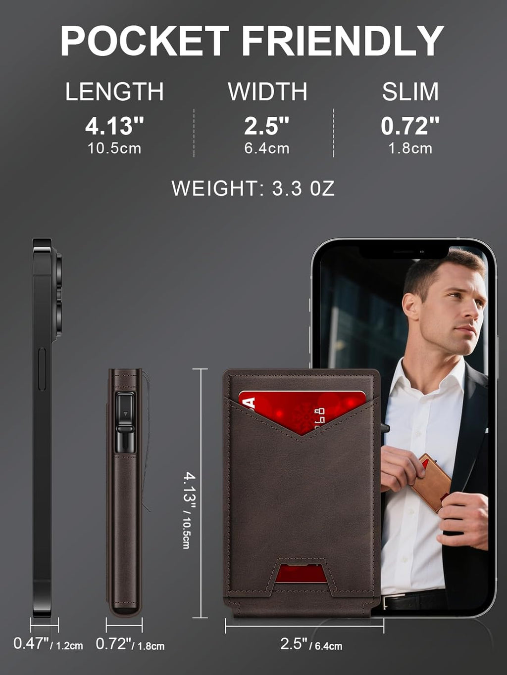 Wallet for Men RFID Wallet with Money Clip, Slim Pop Up Card Holder for 10-12 Cards, Minimalist Smart Credit Card Case with ID Window, Bifold Metal Wallet for Front Pocket, Gifts for Men