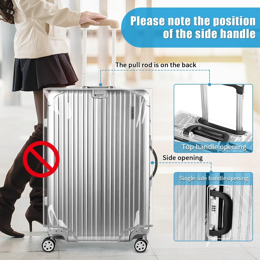 Yotako Clear PVC Suitcase Cover Tough Protector, 24 Inch Luggage Covers for Wheeled Suitcase 24"