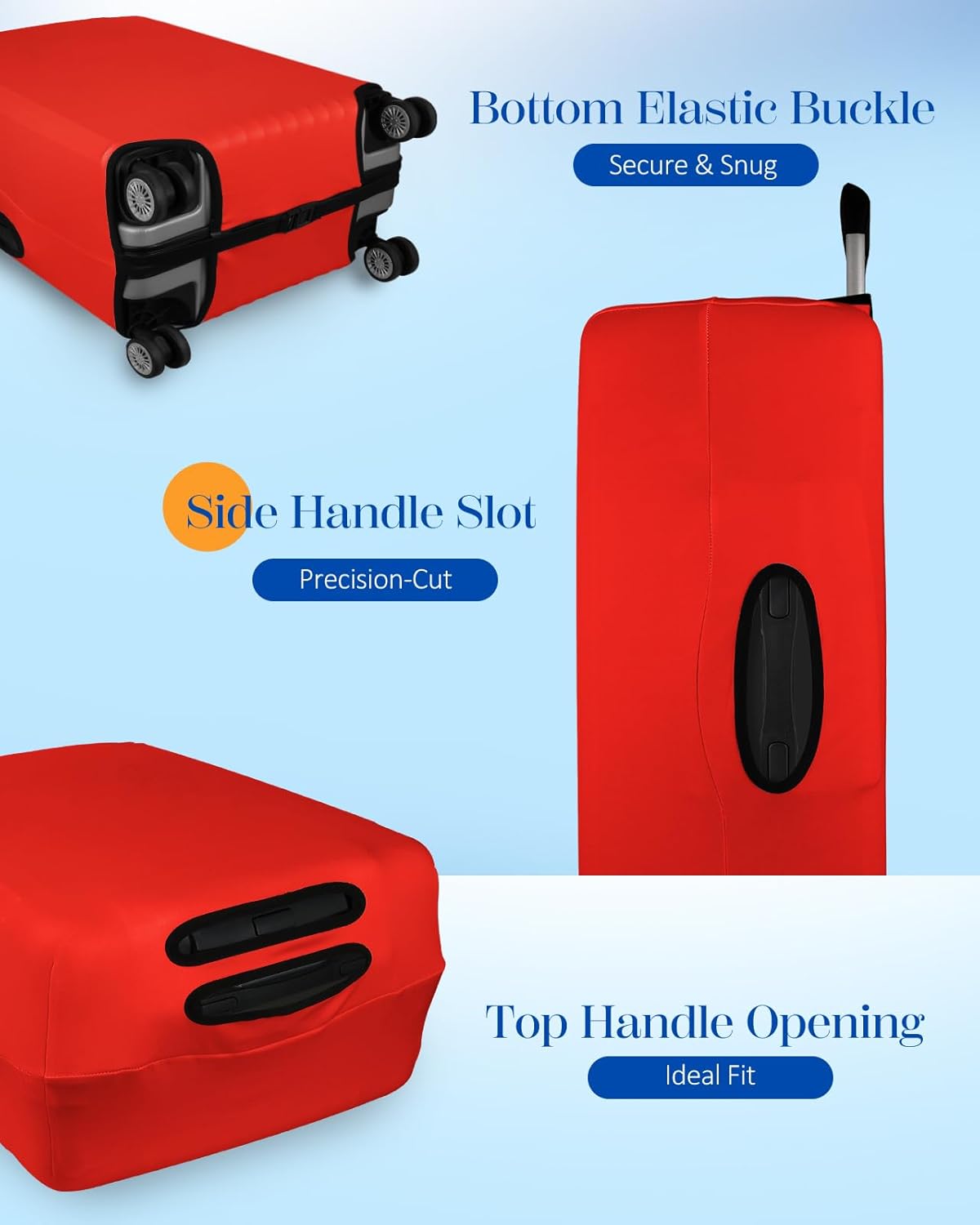 Slohif Luggage Cover for Suitcase Tsa Approved Protector - Luggage Sleeve Suit Case Cover Travel Stretch Large Baggage Case Protective Washable Fit 29-30 Inch Red