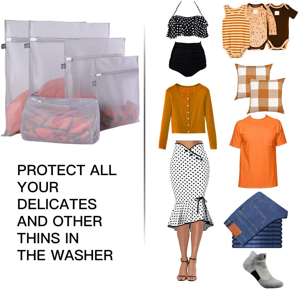 Kimmama Laundry Bag Mesh Wash Bags, Washing Machine Wash Bag, Net Washer Sack with Zipper, Dryer Pouch for Cleaning and Drying Cloths, Garment, Sweater, Delicates, lingerie, Bra, Pant, Sock, Toys