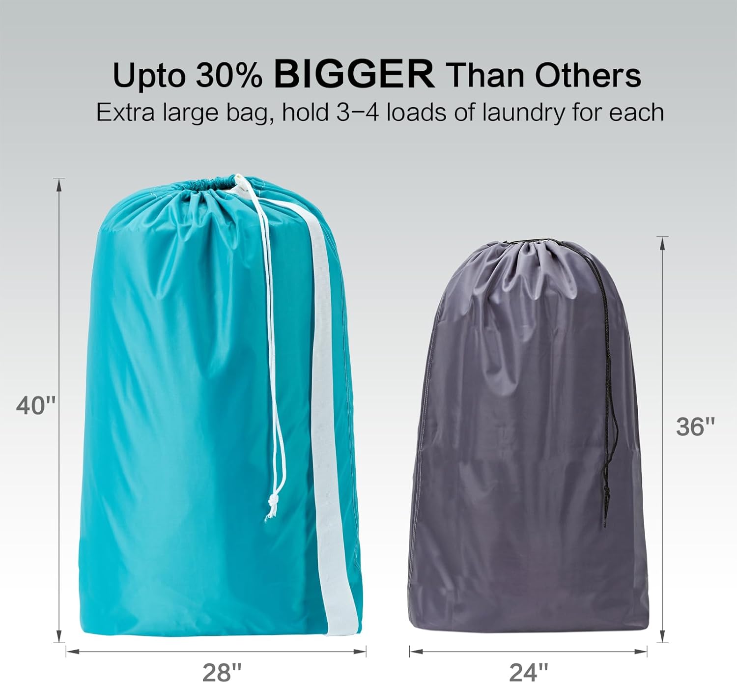 HOMEST XL Nylon Laundry Bag with Strap, Large Dirty Garments Organizer, Easy Fit a Hamper or Clothing Basket, Can Carry Up to 4 Loads of Clothes, Sky Blue