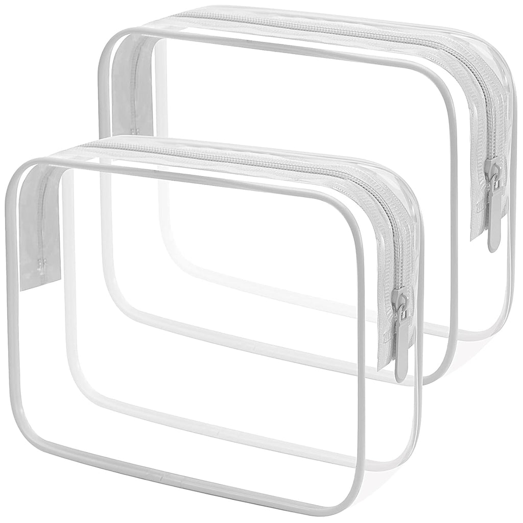 Lermende 2pcs Clear Toiletry Bag TSA Approved Travel Bag,Carry On for Travel,Airport Airline Accessories Compliant Bag,Quart Sized Makeup Cosmetic bag Women Men (Transparent Gray, 2 Pack)