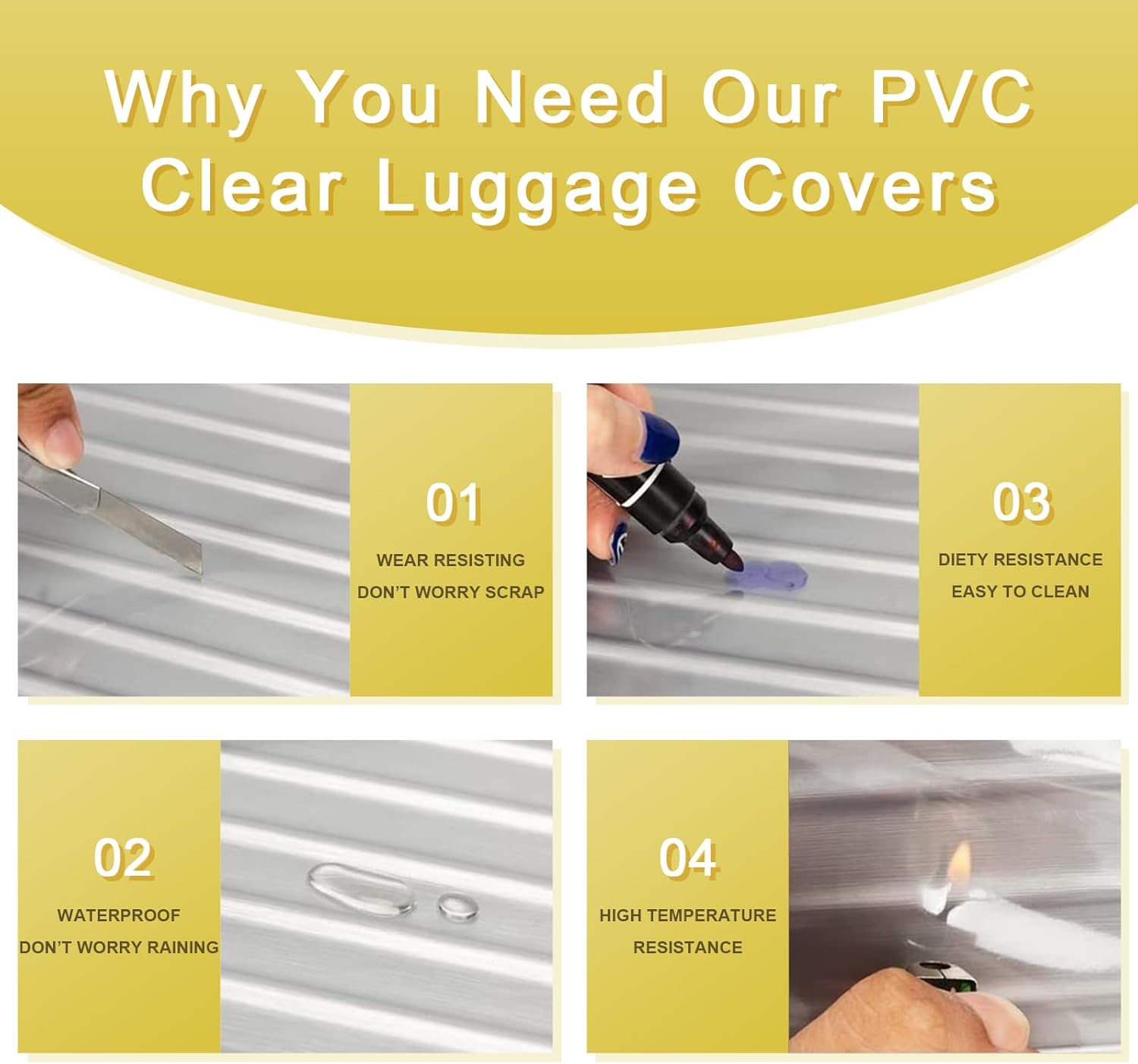 Suitcase Cover for 30" Luggage TSA Approved Clear PVC Thickened Protective Sleeve Waterproof Cover for Wheeled Luggage