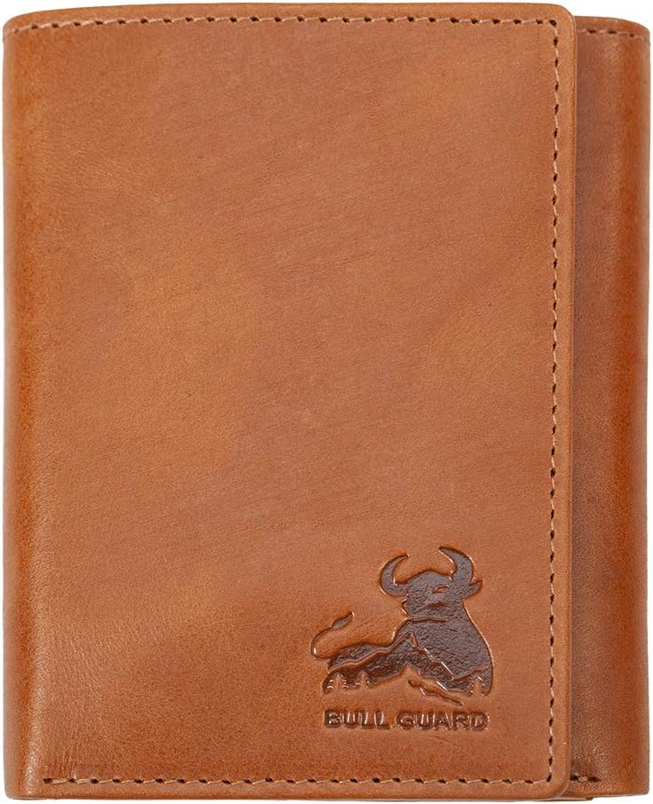 BULL GUARD Trifold Wallet with RFID For Men, Genuine Leather - Card and Cash Holder for Outdoors, Professionals