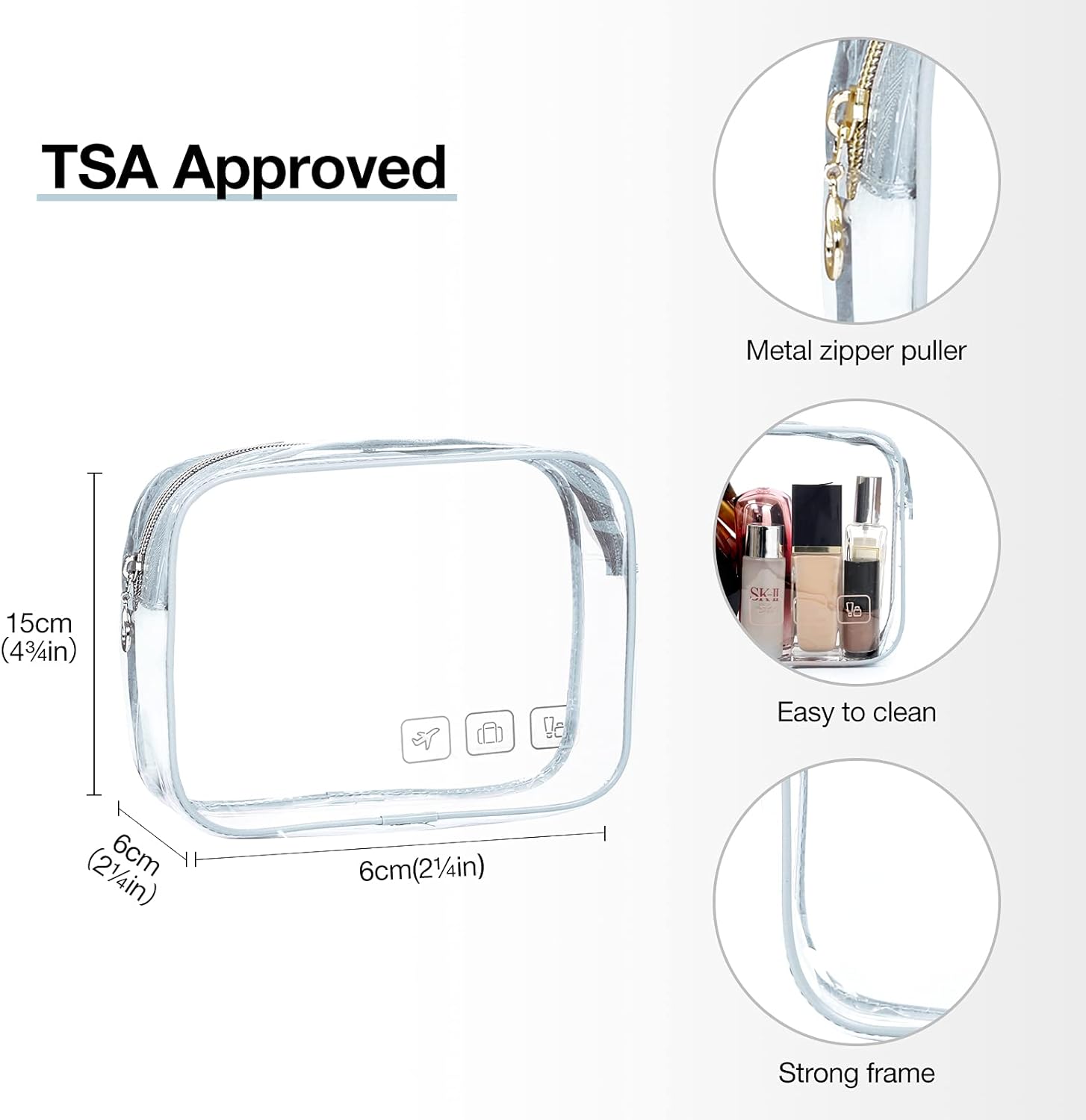 BAGSMART Toiletry Bag Hanging Travel Makeup Organizer with TSA Approved Transparent Cosmetic Bag Makeup Bag for Full Sized Toiletries, Large-Light Blue