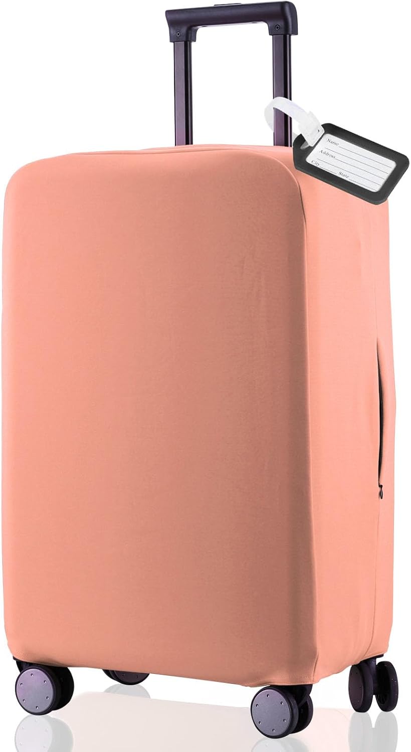 Travel Luggage Cover Suitcase Protector Scratch-Resistant Fit 19-31 Inch Suitcase, Not Included Suitcase (Pink, 3XL(32-33inch))