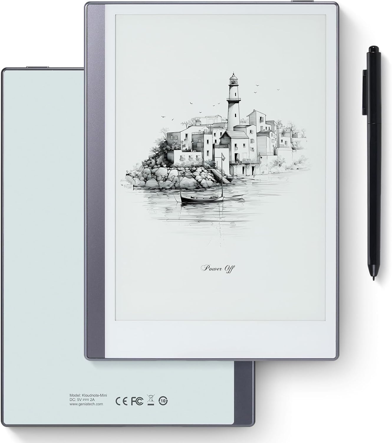 Android E-Ink ePaper Tablet, Paperwhite eBook Reader Digital Notebook for Note Taking, Drawing Paper White Graphics Notepad with Stylus and Case, Cloud Sync and Screen Casting - Model Mini 9.7" Silver