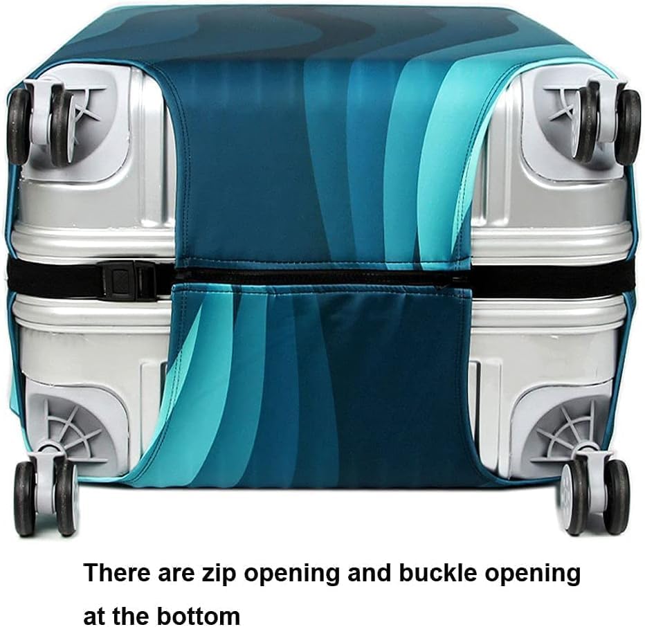 MosaiRudo Thicker Luggage Cover Elastic Suitcase Cover Protector Fits 18-32 Inch Suitcase Travel Accessories (Green Ripple, XL)
