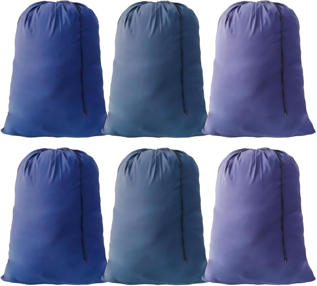 Extra Large Laundry Bag Travel Laundry Bags with Drawstring Closure, 30"x40" Machine Washable Dirty Clothes Organizer for college, dorm and apartment dwellers (6 Pcs Blue)