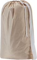 HOMEST XL Nylon Laundry Bag with Strap, Large Dirty Garments Organizer, Easy Fit a Hamper or Clothing Basket, Can Carry Up to 4 Loads of Clothes, Beige