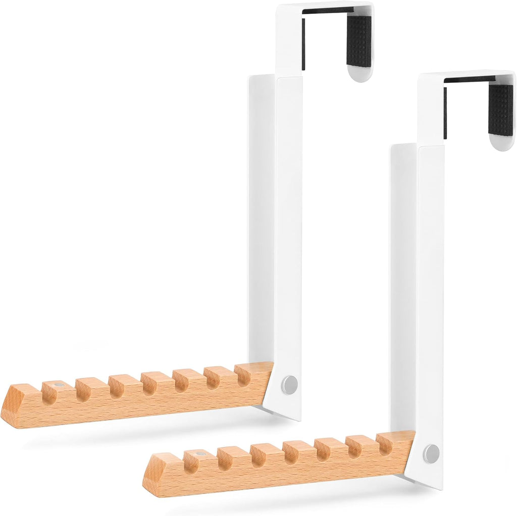 Over The Door Clothes Hanger – Portable Retractable Travel-Friendly Laundry Room Hanging Rack – Convenient Over The Door Drying Rack for Laundry Ease - 2PCS (White)