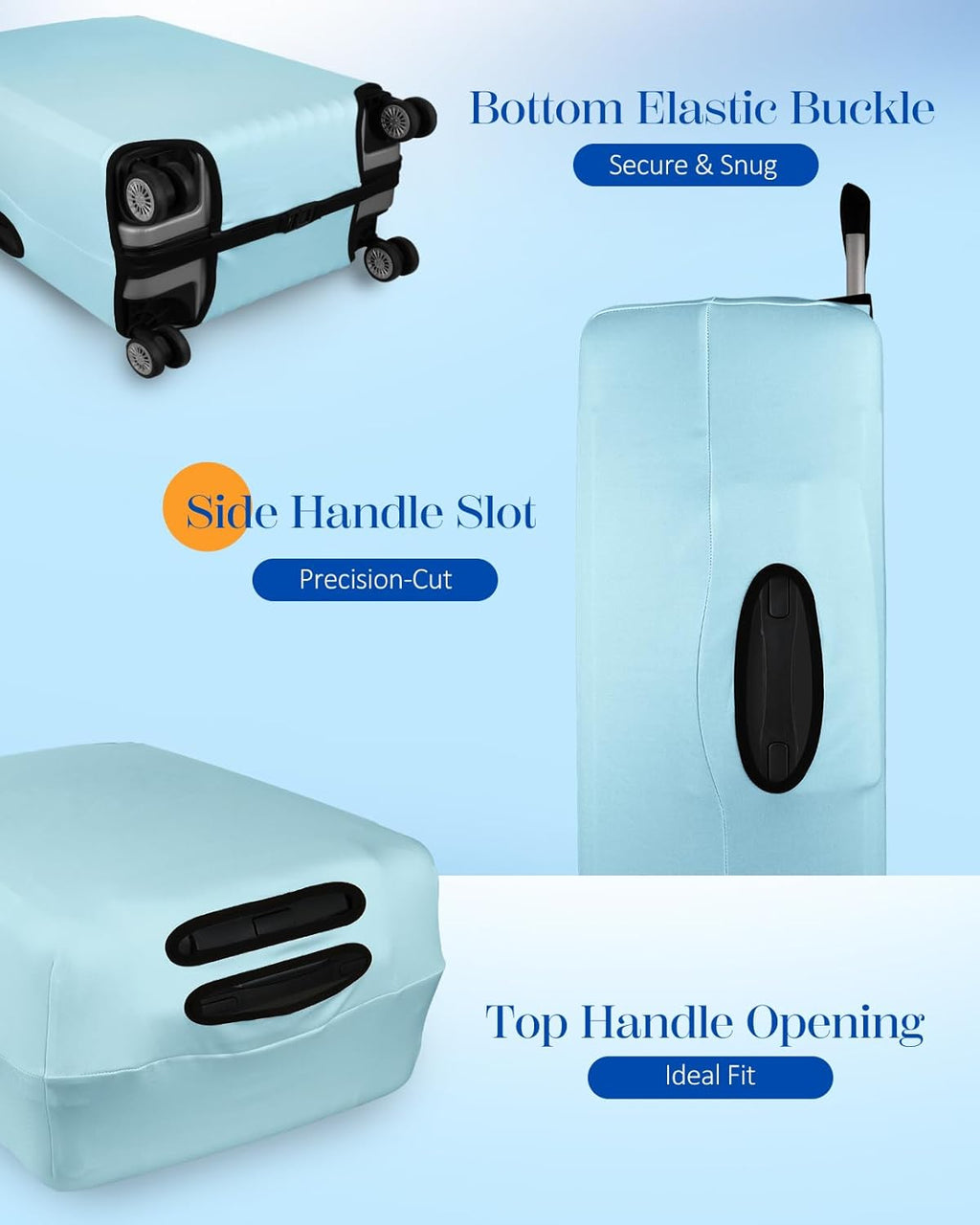 Slohif Luggage Cover for Suitcase Tsa Approved Protector - Luggage Sleeve Suit Case Cover Travel Stretch Large Baggage Case Protective Washable Fit 30-32 Inch Light Blue