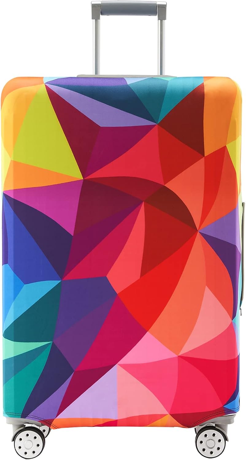 Travelkin Luggage Covers For Suitcase Tsa Approved,Suitcase Cover Protector Fit 18-32 Inch Luggage (Colorful Geometry, M)