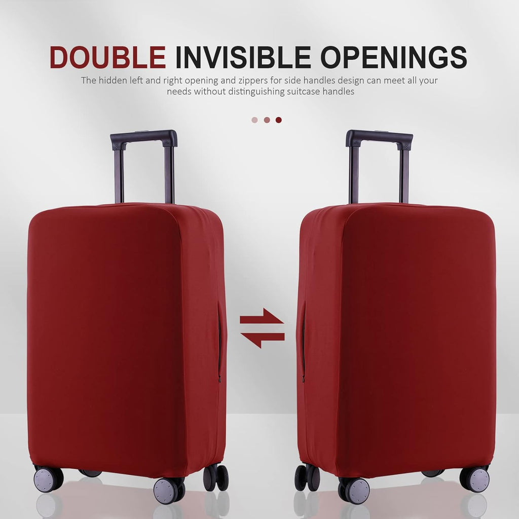 Travel Luggage Cover Suitcase Protector Scratch-Resistant Fit 19-31 Inch Suitcase, Not Included Suitcase (Claret, 2XL(30-31 inch))