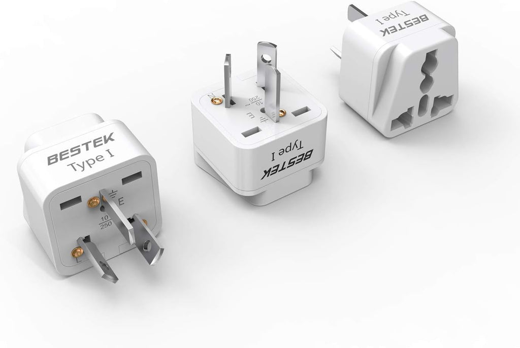 BESTEK Australia New Zealand Travel Plug Adapter, Grounded Universal Type I Plug Adapter AU to US Adapter, Compact for Australia, New Zealand and More