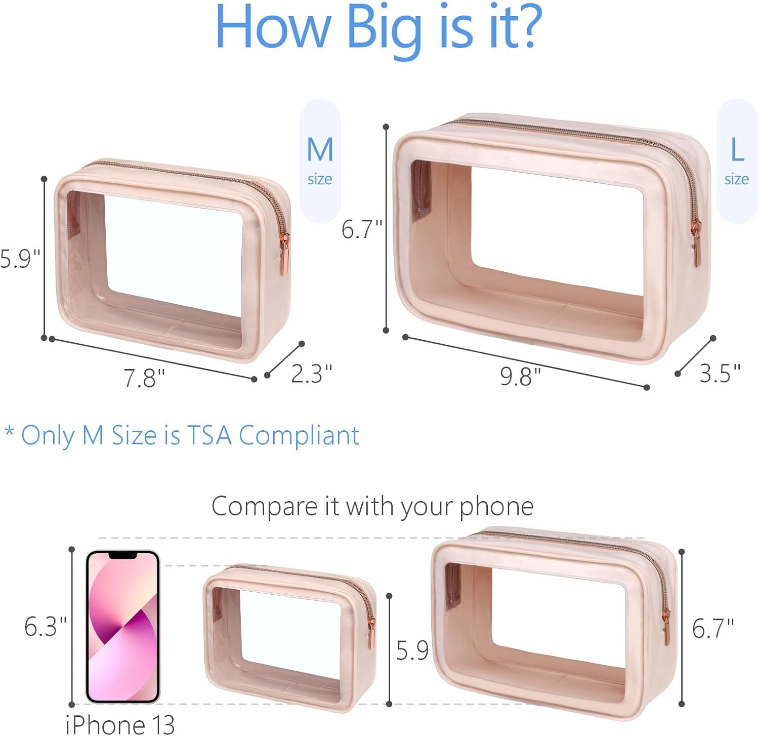 PACKISM TSA Approved Toiletry Bag - Upgrade Color-Edged Clear Makeup Bags, Clear Toiletry Bags For Traveling Fits Various Storage Needs