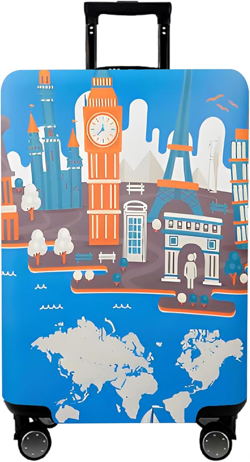 WUJIAONIAO Travel Luggage Cover Baggage Suitcase Protector Fit for 18-32 Inch Luggage (XL (for 29-32 inch luggage), Eiffel Tower)