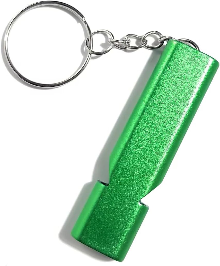 4-Pack Loud 120dB Double Tube Emergency Whistle - Aluminum Alloy, Corrosion-Resistant Safety Whistle with Lanyard & Keychain-Ideal for Camping Hiking Boating Fishing Survival Tool