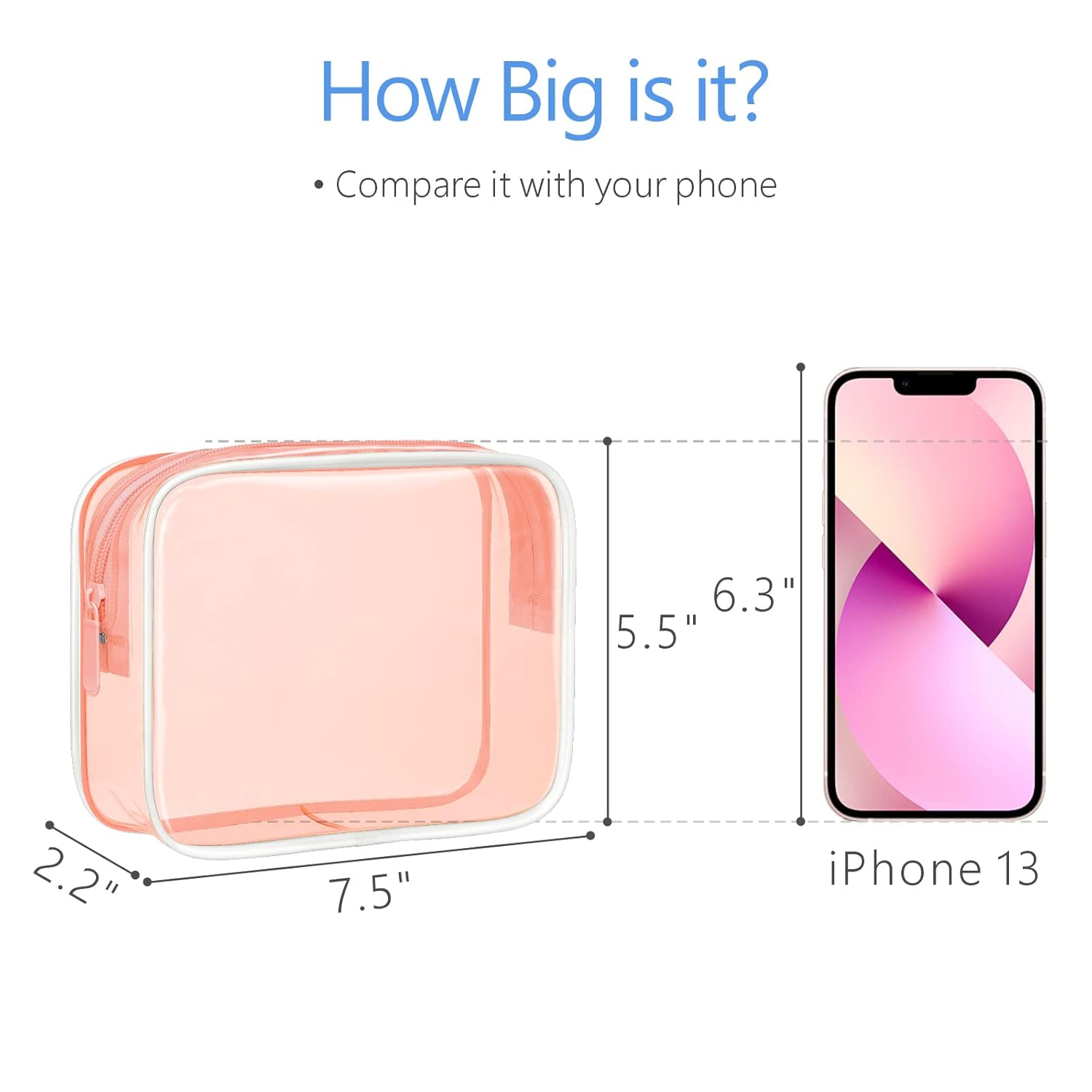 PACKISM TSA Approved Toiletry Bag - 3 Pack Quart-sized Clear Makeup Bags Fit Travel Size Toiletries, Carry-on Clear Travel Bag, Light Orange