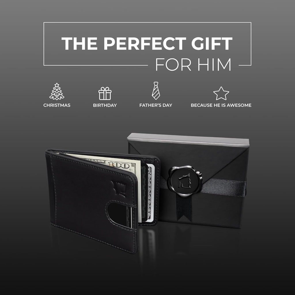 Kingly Cash Pocket Slim Wallet for Men - RFID Blocking Leather Card Holder - Minimalist Men’s Wallet for Front Pockets - Holds 1-15 Cards & Cash - Durable Italian Leather Wallets