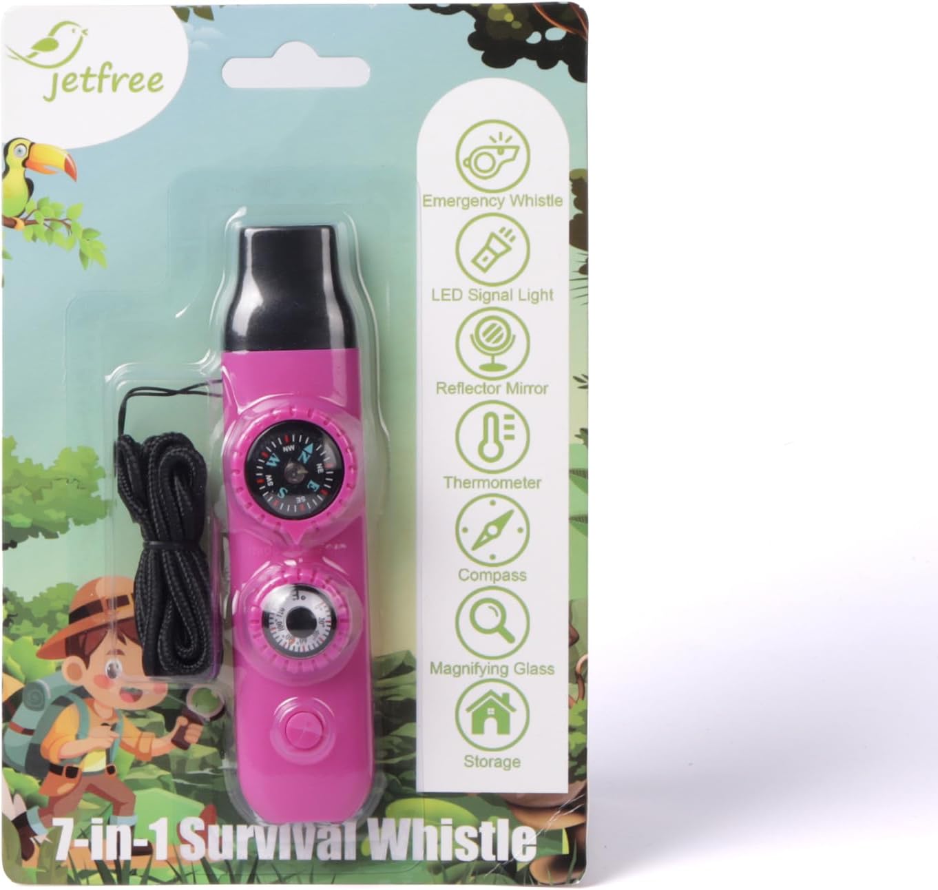 Multifunctional Survival Emergency Whistle for Kids with Compass Hiking Survival, Thermometer & Neck Lanyard | Emergency Safety Gear for Hiking, Camping, Kayaking, Boating, Climbing