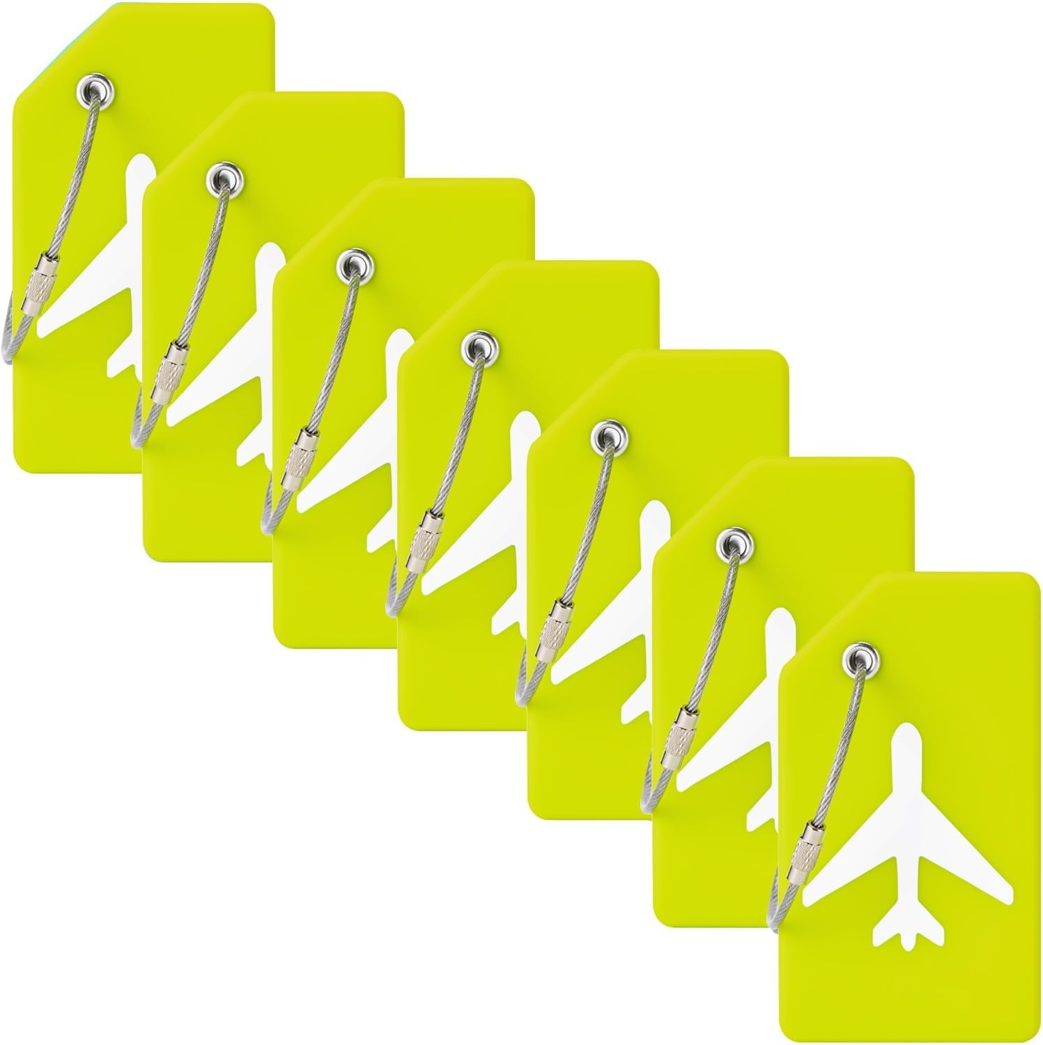 7 Pack Silicone Luggage Tag for Suitcases with Name ID Card, TSA Approved, Privacy Protection Travel Suitcase Tags (Grass Green)