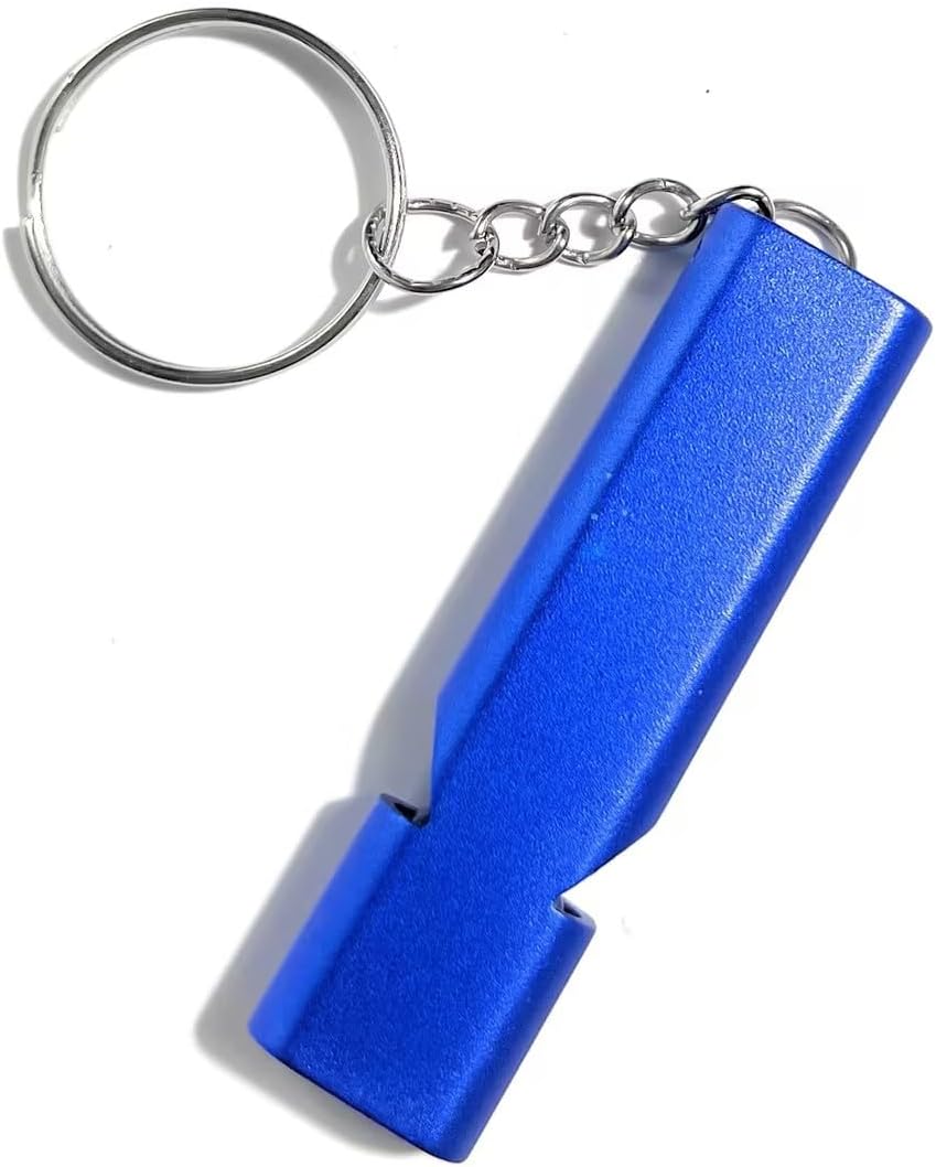 4-Pack Loud 120dB Double Tube Emergency Whistle - Aluminum Alloy, Corrosion-Resistant Safety Whistle with Lanyard & Keychain-Ideal for Camping Hiking Boating Fishing Survival Tool