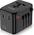 Universal Travel Adapter, GaN 65W International Power Adapter, 3 USB-C & 1 USB-A Fast Charging Travel Charger, All in One Worldwide Travel Plug Adapter, Outlet Adapter for Europe UK USA AU
