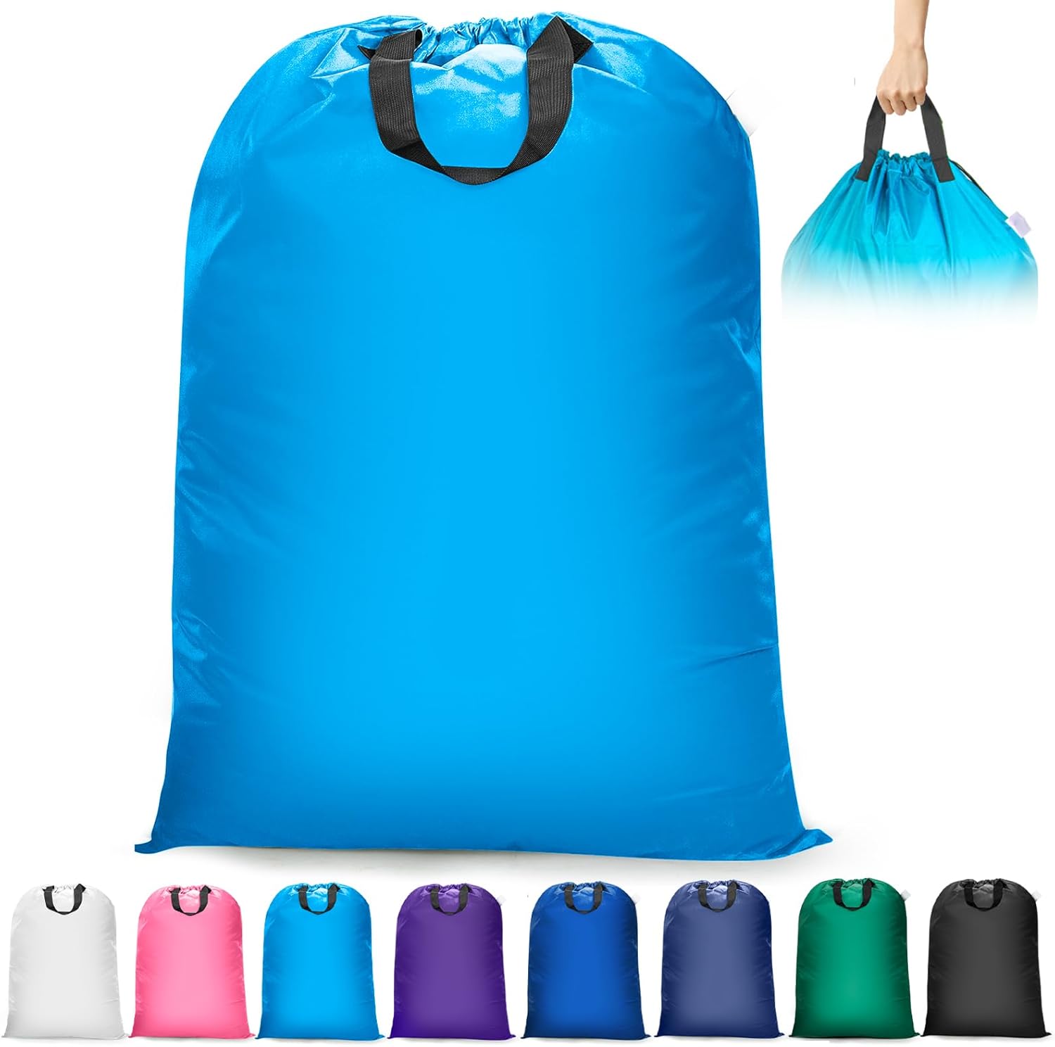 Extra Large Heavy Duty Laundry Bag - 28" x 40", Travel Laundry Bag for Dirty Clothes, Light Blue