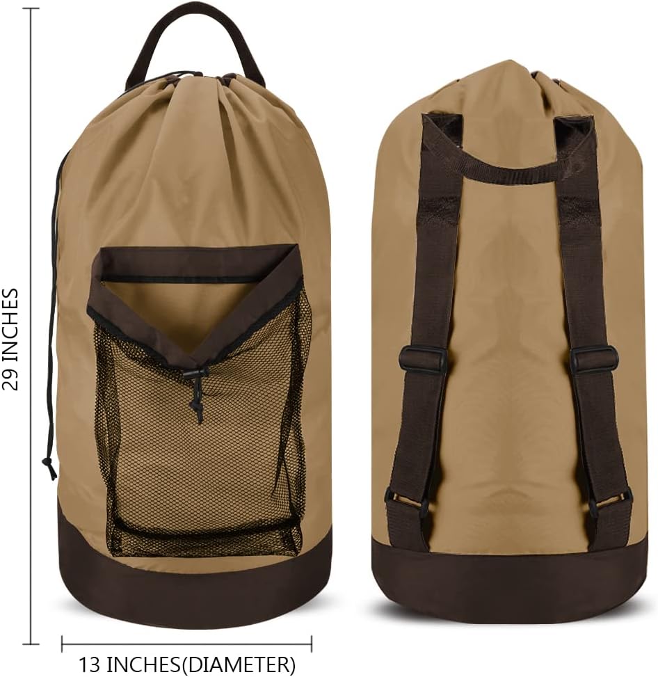 Dalykate Backpack Laundry Bag, Laundry Backpack with Shoulder Straps and Mesh Pocket Durable Nylon Clothes Hamper Bag with Drawstring Closure for College, Travel, Laundromat, Apartment