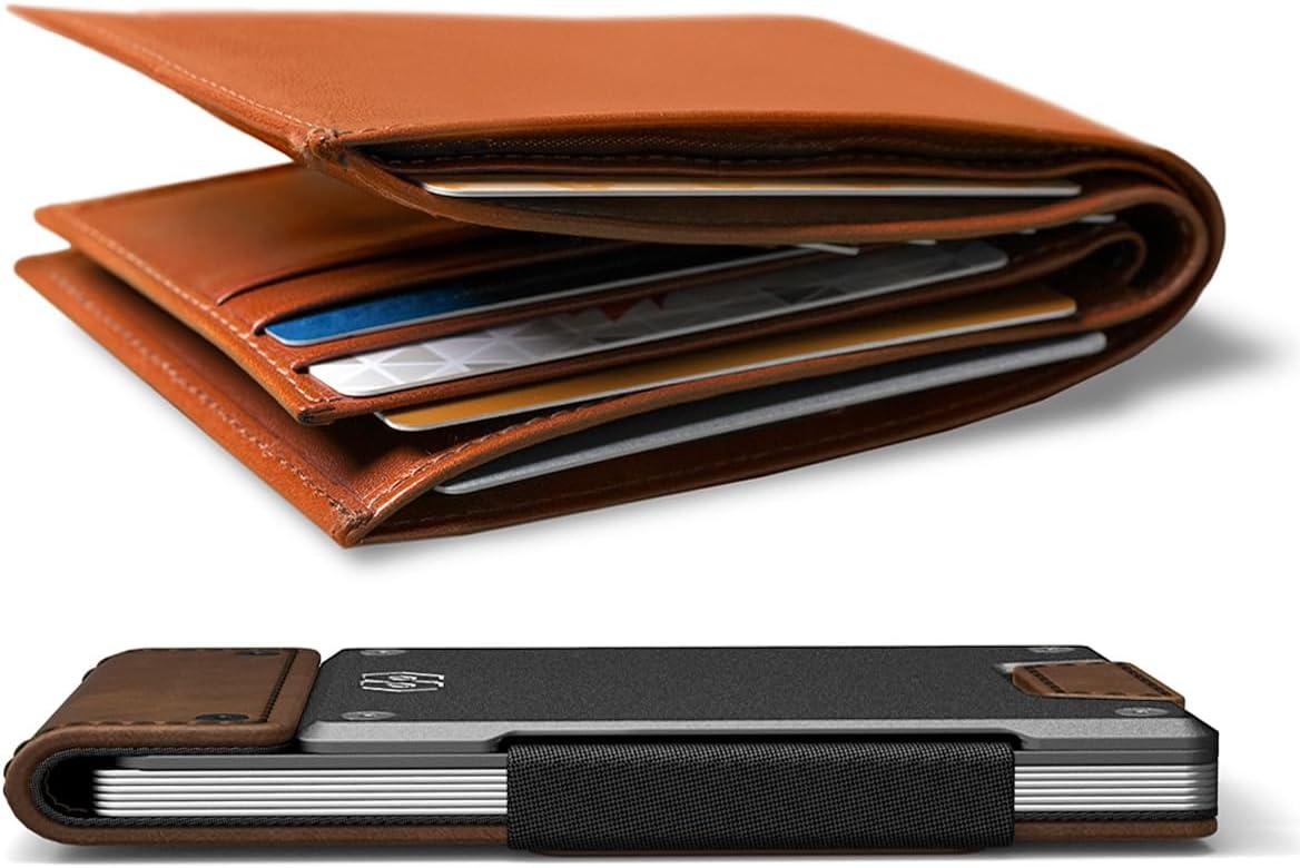 PROOF Wallet | Slim Minimalist Wallets for Men | Leather & Metal | RFID Wallet | Front/Back Pocket | Gift Box | Veteran Owned