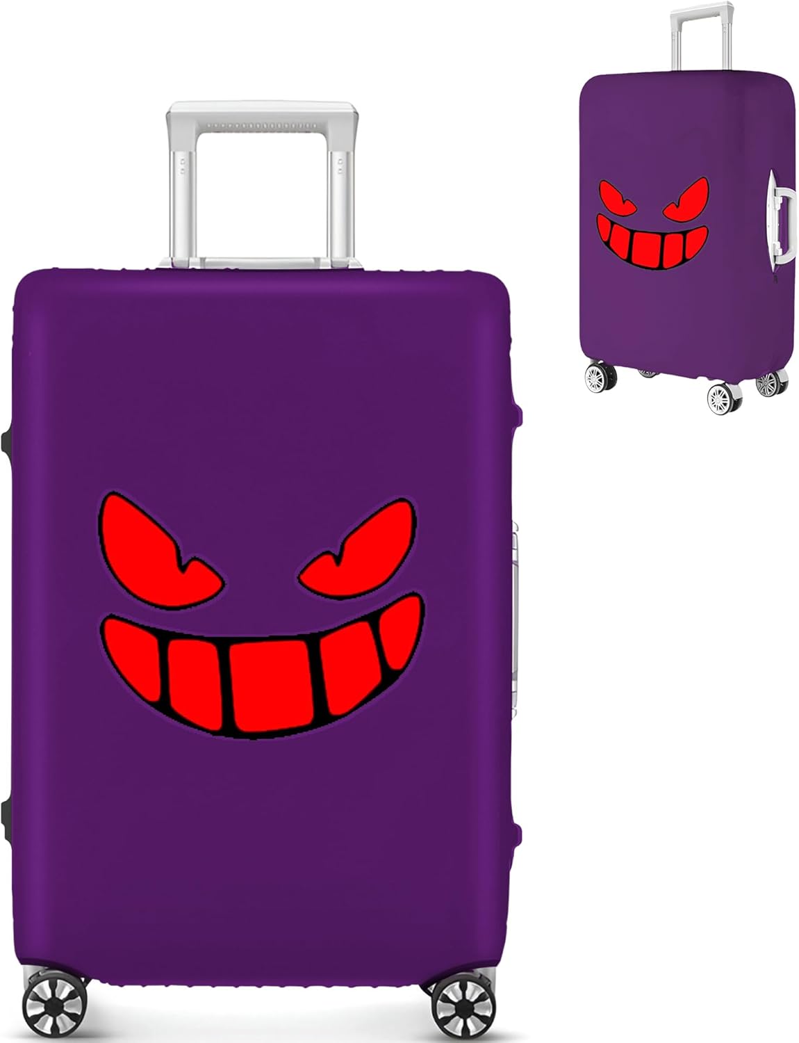 Travel Luggage Cover Thicker Spandex Suitcase Protector Elastic Washable Baggage Covers (L (for 27-28 inch luggage), Purple Eye)