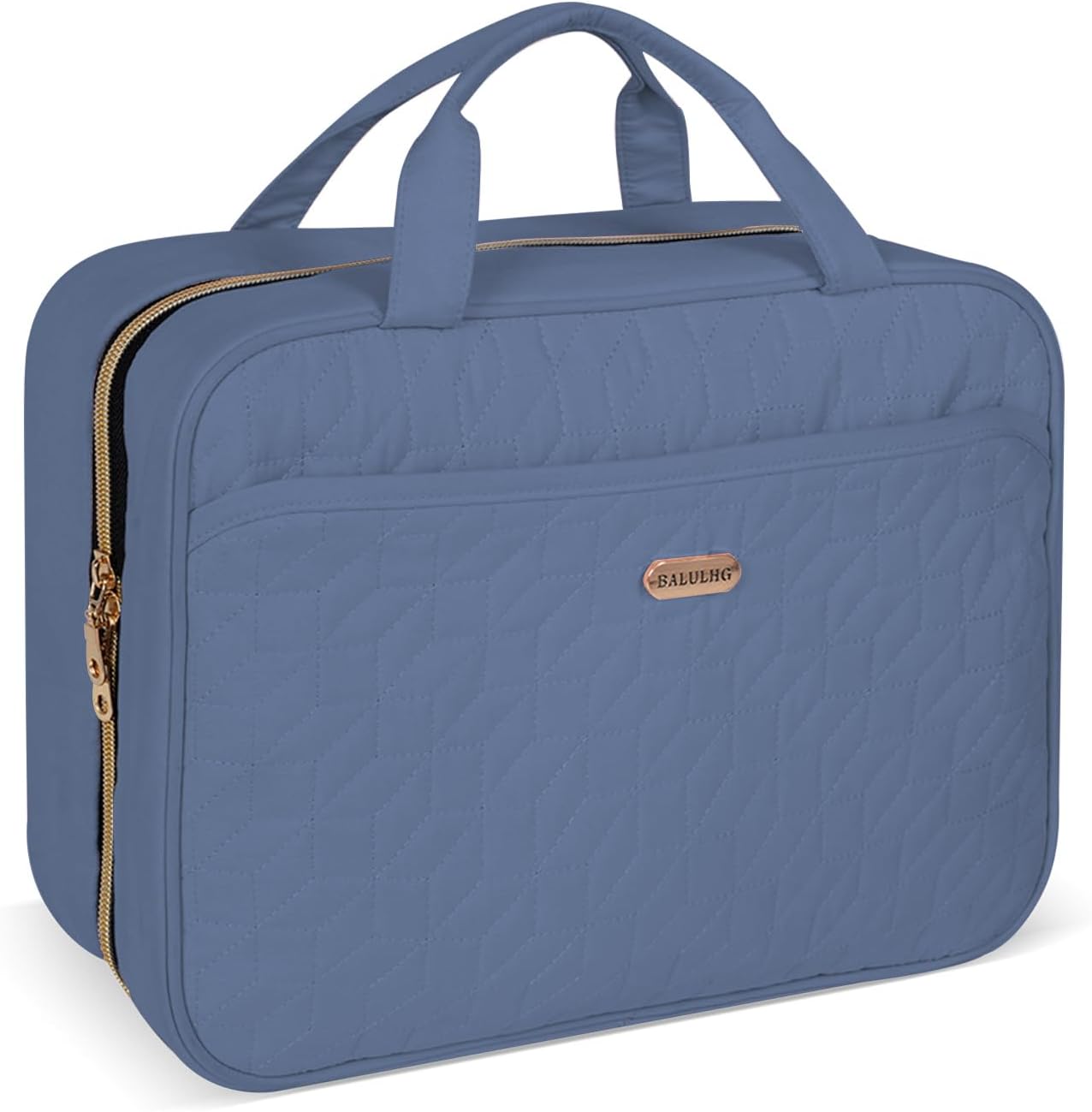 BALHLHG Toiletry Bag for Women with Hanging Hook, Medium Travel Makeup Organzier Bag, Water-resistant Cosmetic Travel Bag Toiletries Bag for Bathroom, Trip,Business, Greyblue