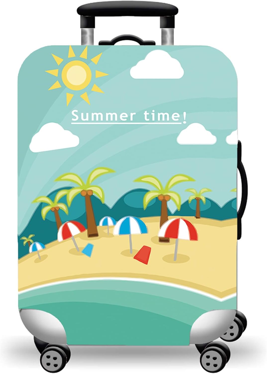 WUJIAONIAO Travel Luggage Cover Baggage Suitcase Protector Fit for 18-32 Inch Luggage (S (for 18-20 inch luggage), Beach)