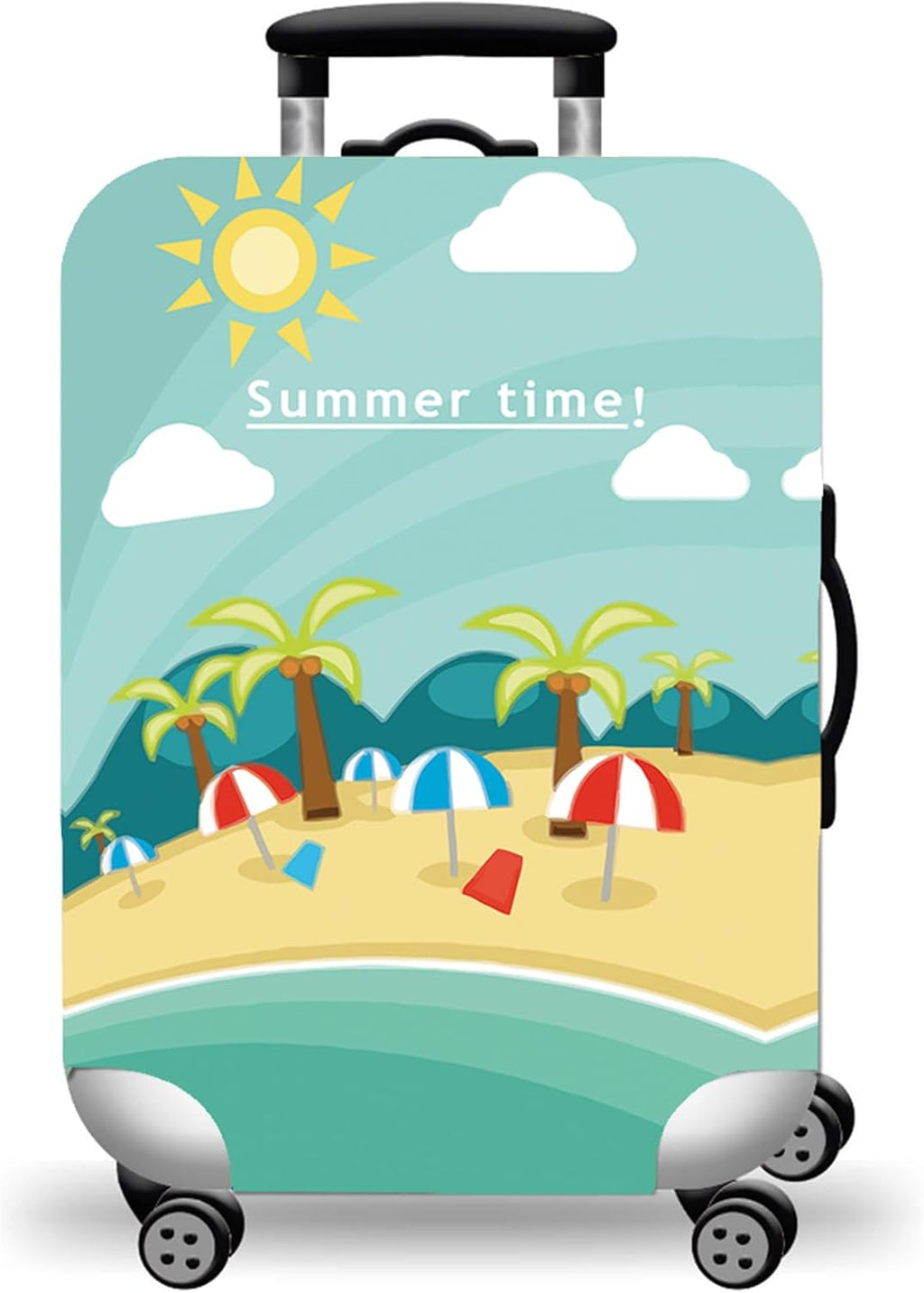 WUJIAONIAO Travel Luggage Cover Baggage Suitcase Protector Fit for 18-32 Inch Luggage (L (for 25-28 inch luggage), Beach)