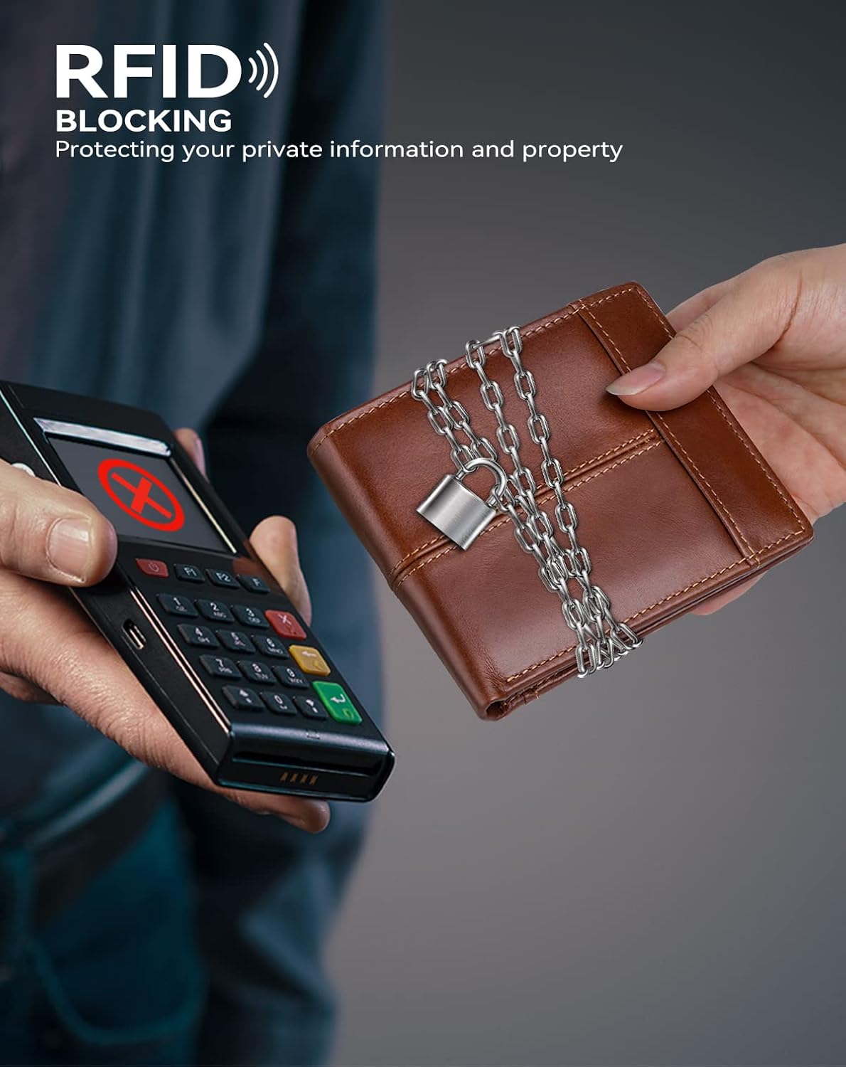 Swallowmall Mens Wallet Rfid Blocking Genuine Leather Bifold Wallets with 1 ID Window 15 Card Slots