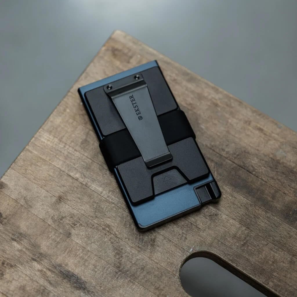 Ekster - Aluminum Cardholder Pro Wallet - All-Metal Aluminum Wallet for Men - Fits 7 Cards, RFID Blocking Layer, Ultra-Thin, Minimalist, Push Button, Card Access, Expandable, Trackable (Midnight Blue)