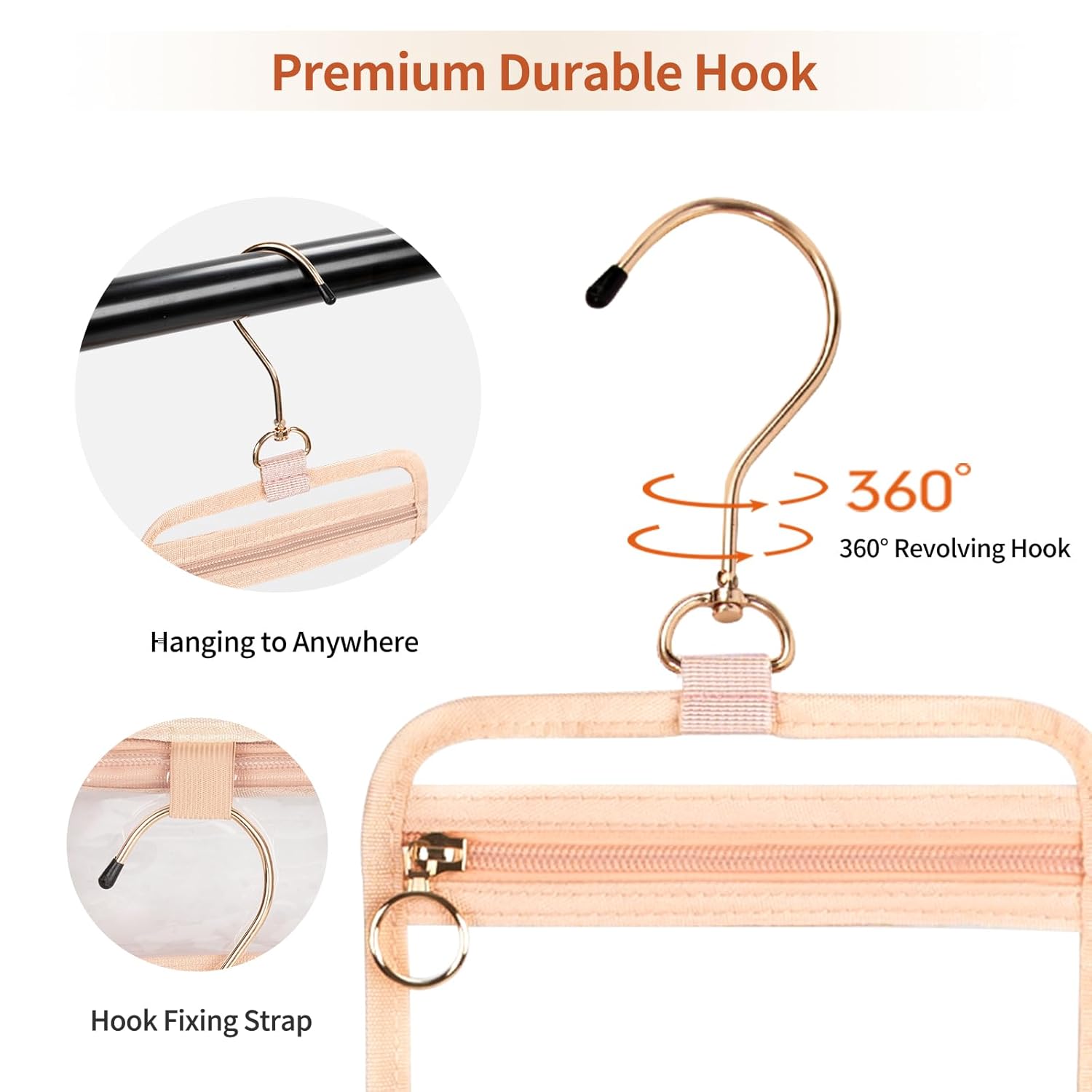 CUBETASTIC Hanging Travel Toiletry Bag for Women, Clear Makeup Bags Portable Transparent Cosmetic Case Small Skincare Pouch Waterproof Travel Bag for Toiletries