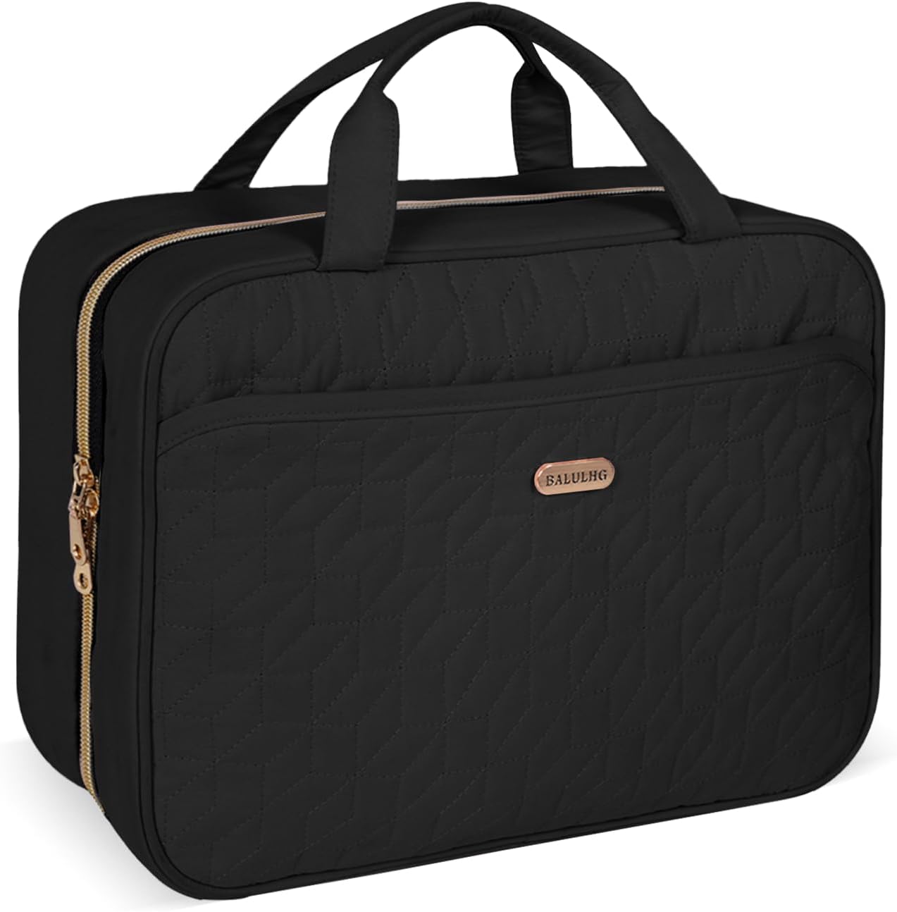 Black Toiletry Bag, Makeup Organizer, Travel Bag For Women Mens Toiletries, Waterproof with Hanging Hook, Large Capacity