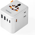 TESSAN Universal Travel Adapter 65W GaN, International Power Adapter with Extra 2 Prong AC Outlet, 5 USB Ports (3 USB C), Worldwide Plug Adaptor for US to Europe UK Australia Ireland (Type C G A I)
