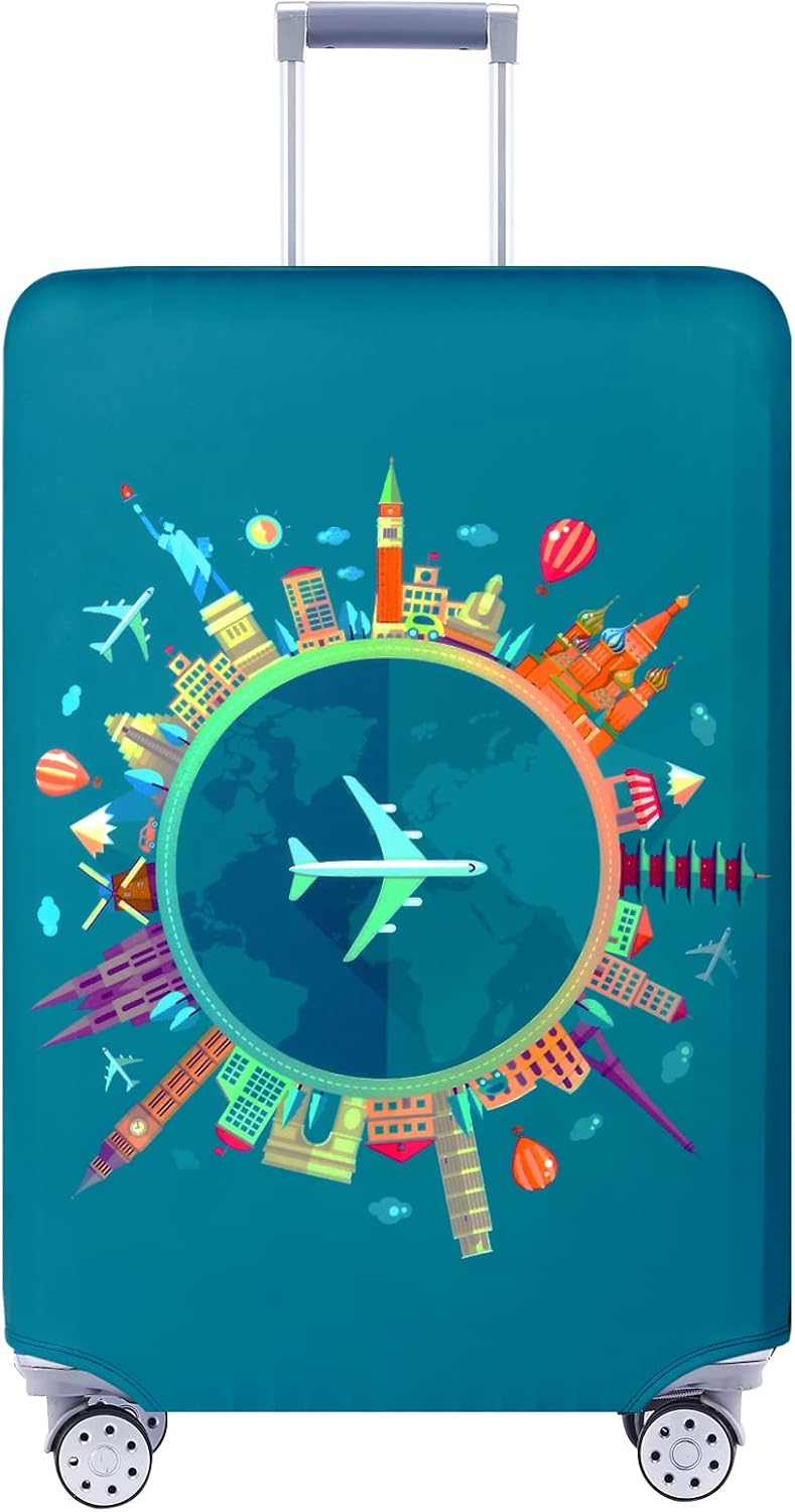 Travelkin Luggage Covers For Suitcase Tsa Approved,Suitcase Cover Protector Fit 18-32 Inch Luggage (Dreaming Blue, L)