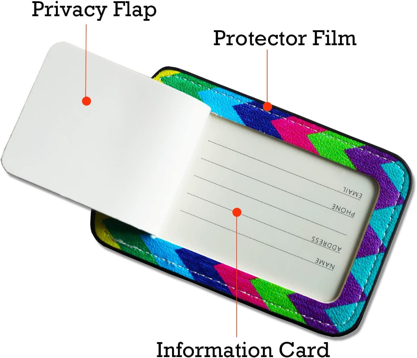 Luggage Tags for Suitcases-Colorful Luggage Tag 4 Pack with Loops Cute Bag/Backpack/Suitcase Tags Bulk Travel Essentials for Flying