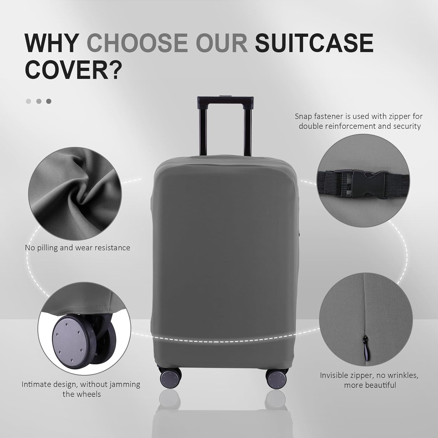 Travel Luggage Cover Suitcase Protector Scratch-Resistant Fit 19-31 Inch Suitcase, Not Included Suitcase (Slate Gray, 2XL(30-31 inch))