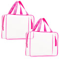 2Pcs Crystal Clear PVC Travel Toiletry Bag Kit for Women Men, Waterproof Vinyl Packing Organizer Storage Bags with Zipper Handle Straps, Cosmetic Pouch Carry on Airport Airline Compliant Bag Handbag