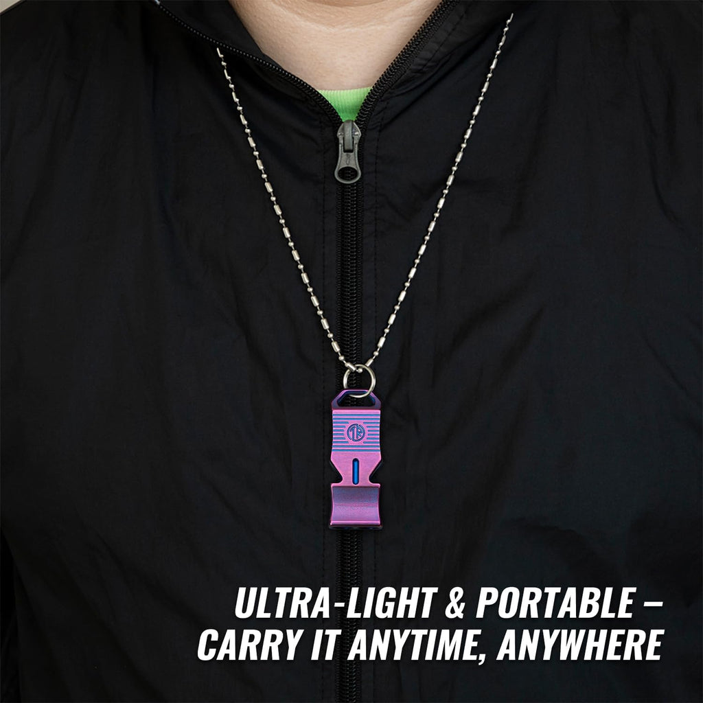 TACRAY Titanium Emergency Survival Whistle, Portable Necklace Whistle, Loud Whistle up to 120~130db, Good for Life Saving, Hiking, Camping, and Pet Training