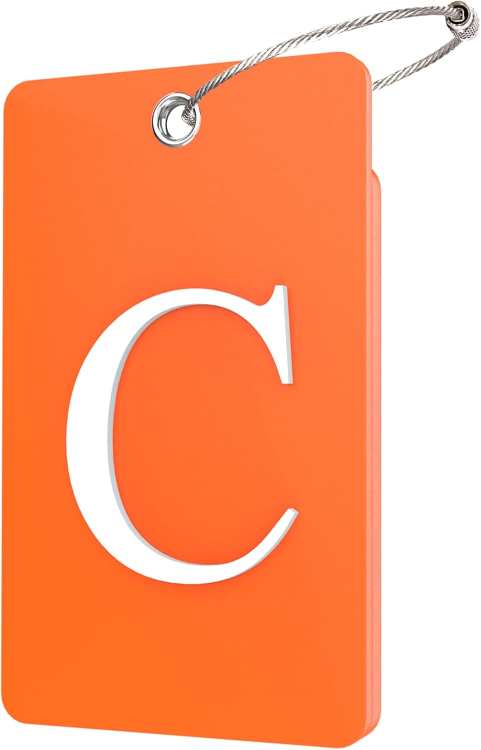 Gostwo 2 Pack Luggage Tags for Suitcases, 26 Initial Letter Travel Luggage Baggage Identification Labels ID Tag Fully Bendable Tags with Stainless Steel Loop (Orange) (Letter C)
