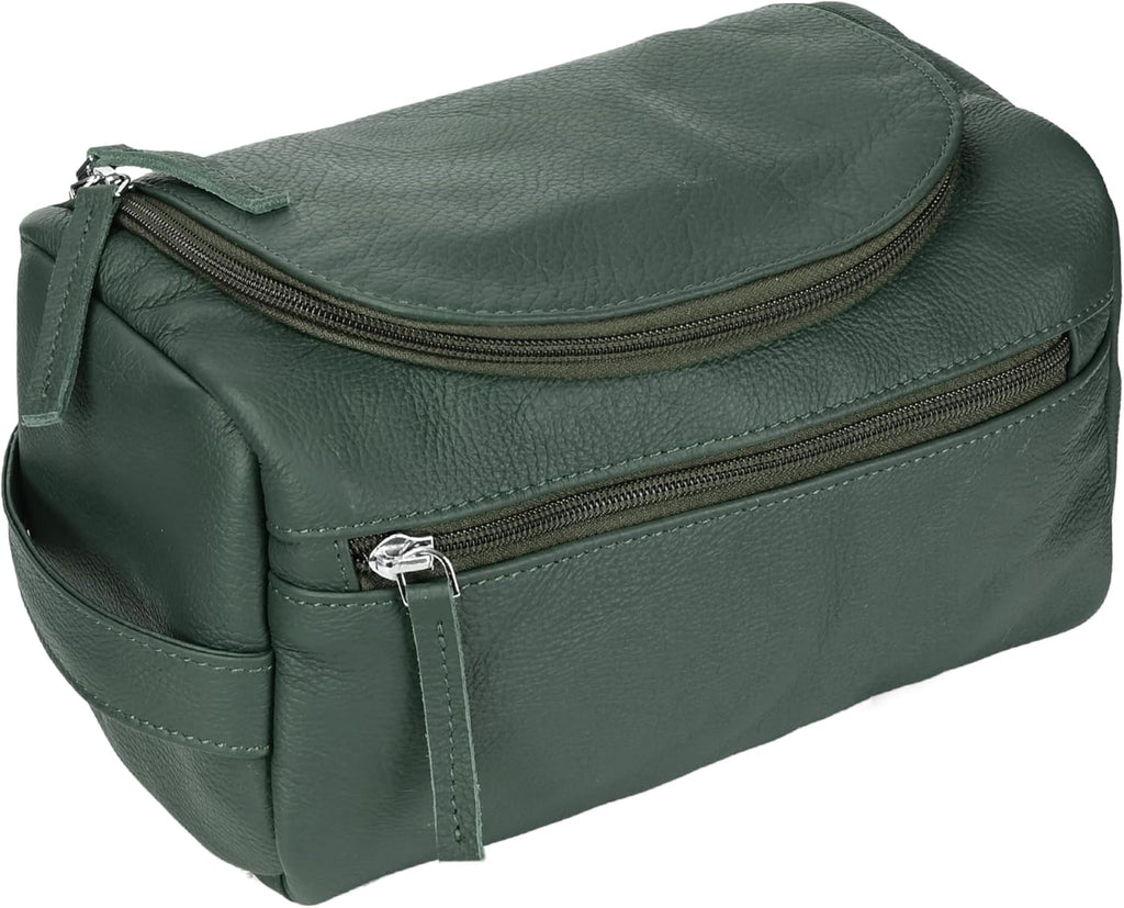 ELIZO Premium REAL Leather Toiletry Bag for Men Dopp Kitt Hanging Mens Toiletry Large TSA Toiletries Bag Shaving Grooming Bag Organizer Espresso